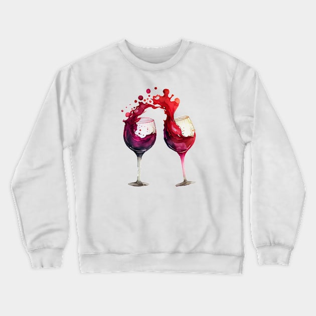 Red wine glasses Crewneck Sweatshirt by DreamLoudArt